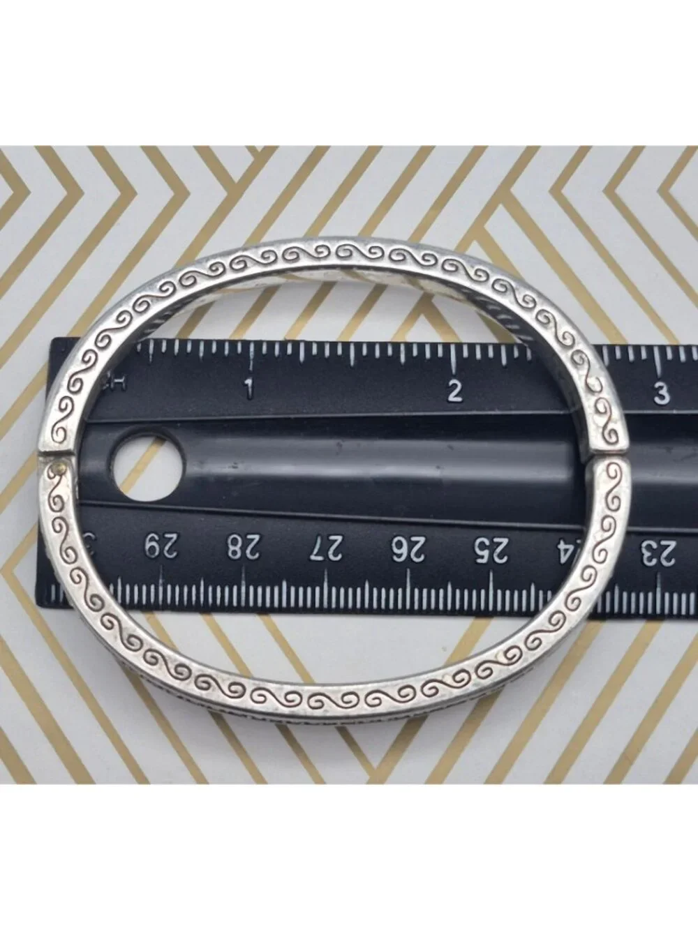 Brighton Secret of Love Hinged Bangle Bracelet Silver Plated Crystals & Etching